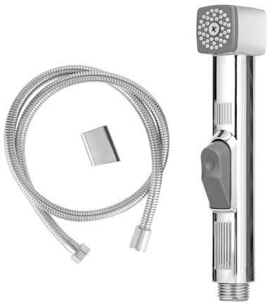 GEEPAS Hand Held Toilet Bidet Sprayer | Personal Hygiene Bathroom Tap Spray | Shattaf Cleaning Faucet with Water Hose & Wall Mounted Holder | Douche Washroom Jet Attachment