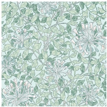 William Morris at Home Honeysuckle Breeze Wallpaper | Paste the Wall | Blue Floral | Eco-Friendly