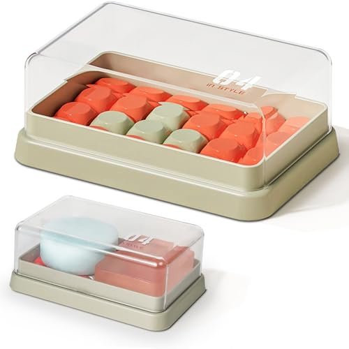 AIMAIAIMAI Minimalistischer Shampoo-Barhalter mit Abflussschale, kompatibel mit Dr. Squatch & Duke Cannon große Seife, doppellagiger, transparenter solider Shampoo-Bar-Behälter mit Deckel