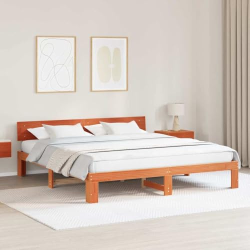 vidaXL Bettrahmen Wachsbraun 200 x 200 cm Massives Kiefernholz