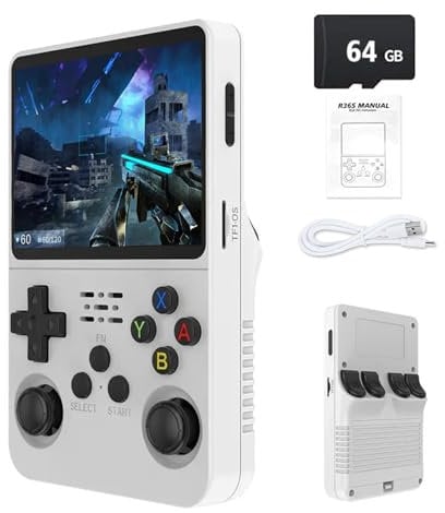 R36S Retro Handheld Game Console with 3.5 IPS Display, 64/128GB and 21,000+ Classic Games, Open Source Linux System, Screen Portable Pocket Video Player (White-64G)