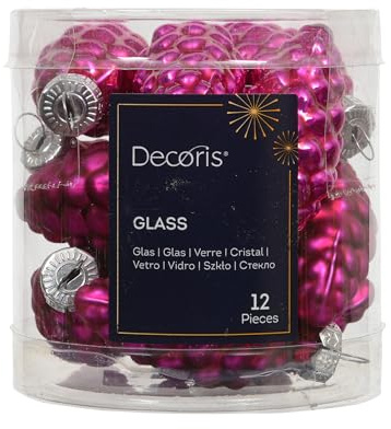 Christbaumschmuck Zapfen Glas 6cm x 12 Stück Christbaumkugeln Weihnachtsbaumkugeln für Weihnachten - Christbaumschmuck & Weihnachtsbaumschmuck - Festlich Rosa