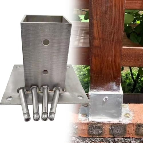 aufschraubhülse Stabiler Betonpfostenanker, Pergola-Pfostensockel-Kit Mit Schrauben Und Beschlägen, Flanschankersockel Aus Edelstahl Für Industrieanlagen(Dia x H 9 x 8cm)