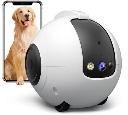 YUEHISY Pet Camera Robot, 2.5K Movable Security Camera Robot with 2 Way Talk, One Click Call, Video Recording, Night Vision, Motion Detection, APP Control
