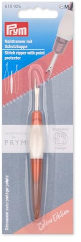 Prym 610926 Ergonomischer Nahttrenner – Klein, mit Kugelspitze, rutschfestem Griff & Schutzkappe, ideal zum Auftrennen von Nähten und Stichen, für Rechts- & Linkshänder, aprikose