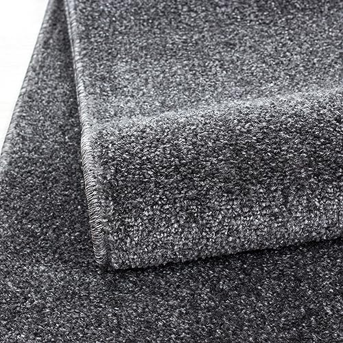 KADIMA DESIGN Wohnteppich Einfarbig Uni Pflegeleicht Waschbar Strapazierfähig Rund Grau 160x160 cm Wohnzimmer Oeko-TEX Schadstoffgeprüft Gekettelt Flur Esszimmer Schlafzimmer Zertifiziert | Main