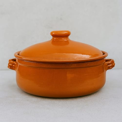 Tegame in terracotta Ø 25 cm con coperchio – Altezza 12 cm – Artigianale per cottura lenta e naturale 3110251200