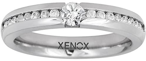 XENOX X5010-58 Damen Ring XENOX & friends Edelstahl Silber Weiß Zirkonia 18,5 mm Größe 58