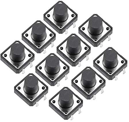 sourcing map 12x12x9mm Panneau micro/Petit CI Tact Interrupteur DIP 10PCS Couleur Noir