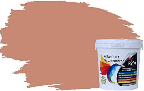 RyFo Colors Silikonharz Fassadenfarbe Lotuseffekt Trend Nude 1l - bunte Fassadenfarbe, weitere Rot Farbtöne und Größen erhältlich, Deckkraft Klasse 1