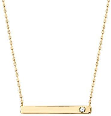 PAVOI 14K Gold Plated Simulated Diamond Crystal Birthstone Bar Necklace | Dainty Necklace | Gold Necklaces for Women | April