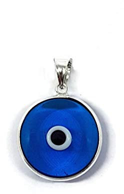 MYSTIC JEWELS by Dalia Anhänger „Böses Auge aus Kristallglas, für das Glück – Sterling-Silber 925 – Durchmesser des Anhängers 15 mm
