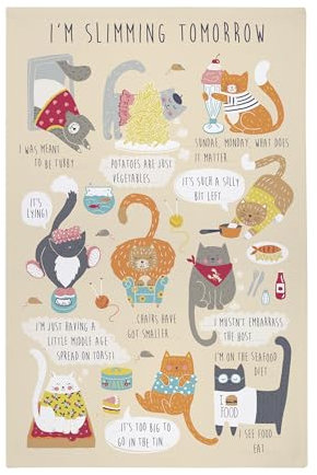 Ulster Weavers Fat Diets (74 x 48cm) -100% Cotton-Orange Cloths/Dish Tea Towel Kitchen Accessories & Decor-Cat Lovers Gifts, One Size