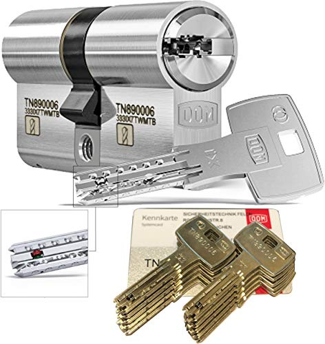 DOM iX Twido 333iX7TWMTB Modular-Doppelzylinder mit 10 Schlüssel, Länge (a/b) 35/65mm (c= 100mm), mit Sicherungskarte, mit Not- u. Gefahrenfunktion und erhöhtem Bohrschutz