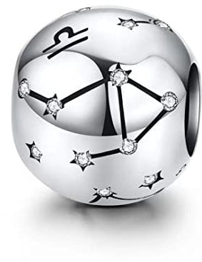 Qings Libra Zodiac Star Sign 925 Sterling Silver Bead Charms Fits European Charm Bracelets & Necklaces