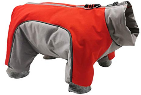 PengGengA Haustier Hund Kleidung 2-lagige mit Fleece Gefütterte Hundejacke Winddicht Hundemantel Reißverschluss 4-beinige Hunde Overall Jacken (Rot, 2XL)