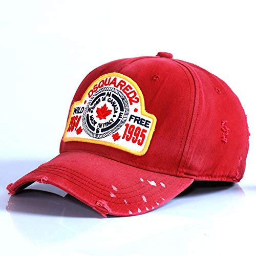 Crstal Cappellino Uomo con Visiera Dsq2 Logo Cappello papà Cappelli Hip Hop Dsq Trucker Berretto (Color:Rosso)