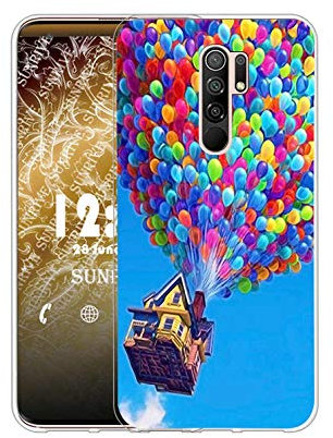 Sunrive Kompatibel mit Xiaomi Redmi 9 Hülle Silikon, Transparent Handyhülle Schutzhülle Etui Case (Q Ballon)+Gratis Universal Eingabestift MEHRWEG