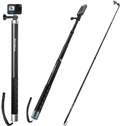 REYGEAK 106 Palo de Selfie Ultra Largo (Mejorado 2,7 Metros) para GoPro MAX Hero 9 8 7 6 5, monopie de Poste Extensible de Mano de Fibra de Carbono para dji OSMO Action, cámara Insta 360