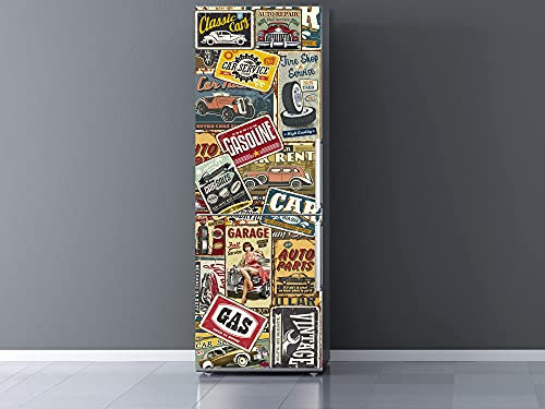 Oedim Vinilo Frigorífico Matrículas Coche, 185x60cm, Adhesivo Resistente, decoración para cocinas, Pegatina Nevera