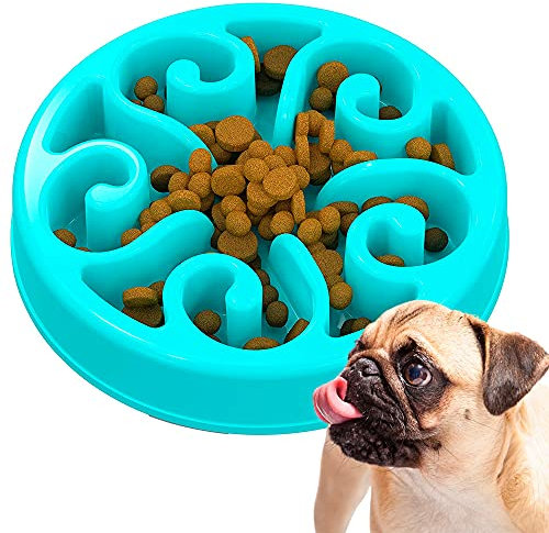 Edipets, Gamelle Anti Glouton Chat ou Chien, Plateau Interactif pour éviter l'Anxiété, pour Petits Animaux de Compagnie, Moyens et Grands (Bleu)