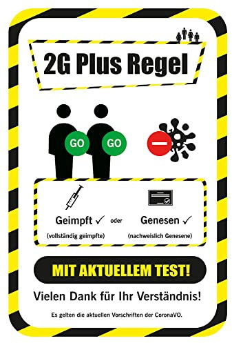 BIKE-label Corona Aufkleber 2G Plus Regel Zutritt für Genesene Geimpfte 130 x 195 mm 900242VA
