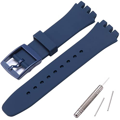 MCXGL 20mm Silikonarmband Kompatibel mit Swatch schweißfestes Silikon-Gummi-Uhrenarmband mit Werkzeug Navy blue