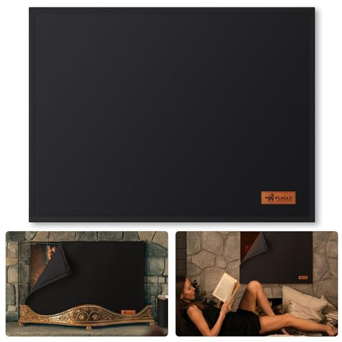 FLASLD Kaminblocker Decke Stoppt über Nacht Wärmeverlust, Kaminentwurf Stopper Sparen Energie, Kaminabdeckung Schwarz(81 x 96 cm)