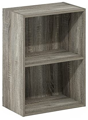 Furinno Luder 2-stufiges Bücherregal mit offenem Regal, Französische Eiche