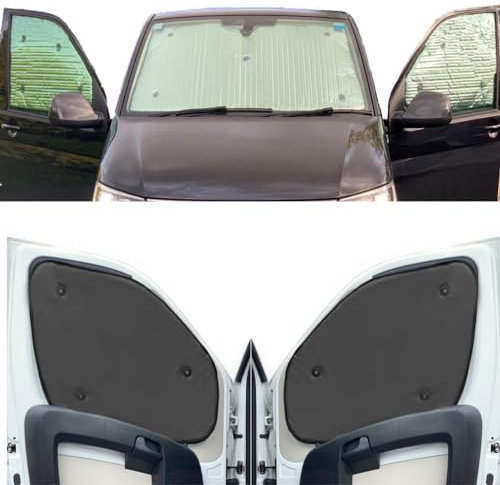 Fensterrollo-Set Kombatibel Mit Opel Vivaro (2015-2019)(Frontset) Rückenfarbe in Anthrazit, Reversibel und Thermisch