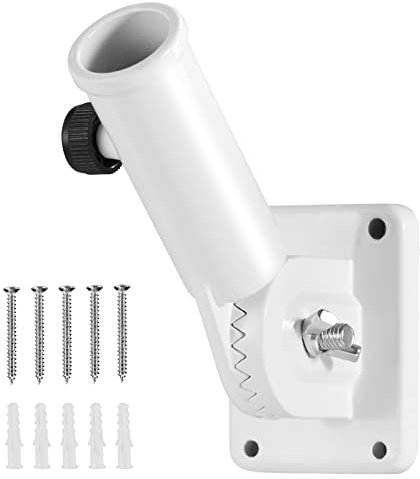 BONWIN Fahnenmasthalterungen, 2,5 cm Fahnenmast-Halterung mit Hardware für Hauswand, Veranda, 2,5 cm Innendurchmesser, 180° verstellbar, mehrere Positionen, Aluminiumlegierung (1 Packung weiß, mehrere