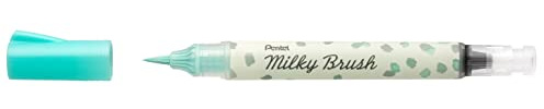 Pentel XGFH-PDX Milky Brush, Pinselstift enthält flüssige, matt trocknende Pastellfarbe, mintgrün, 1 Stück auf Blisterkarte
