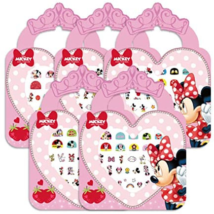 Fashion Yo 5 Sheets Toddlers Princess Elsa Minnie Kids Girls Nail Stickers Earring Stickers Art Decal Party Bag Fillers Decor for Kids Girls Birthday Gift (Minnie Nail Stickers)