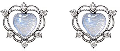 Women Earrings for Easter Days 925 Sterling Silver Birthstone Opal Created Heart Shaped Stud Earrings For Women Girls Colorful Earrings Studs (Silver, One Size)