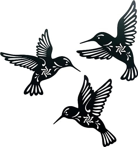 JSWLYWMTPJ 3 Pieces Hummingbird Outdoor Metal Birds Wall Art Decor For Living Room Corridor Multi-Posture Hummingbird Metal Artwork