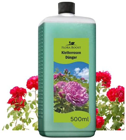 Konfitee Kletterrosen Dünger Flora Boost 500ml I Für bis zu 100L Gießwasser I Langzeit Blumendünger für Rosen I Flüssiger Blatt- & Wurzeldünger I 100% natürlicher Pflanzendünger