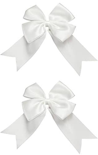 TSLRSA Grandi fiocchi bianchi di colore solido - 2 pezzi da 10 * 7cm con fermagli per capelli a coccodrillo ragazze e donne forcina che tiene diapositive clip in metallo
