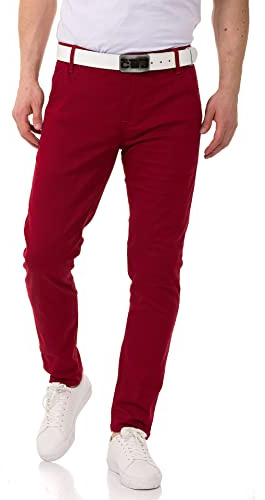 Cipo & Baxx Herren Chinohose Stretch Basic Baumwolle Slim Fit CD842 Burgundy W32 L32