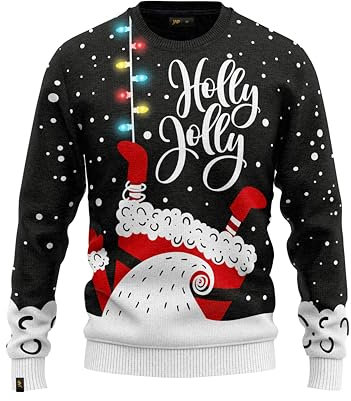 JAP Christmas Let it Glow mit LED Lampe - Lustiger Hässlicher Weihnachtspullover Für Damen und Herren Ugly Christmas Sweater - L