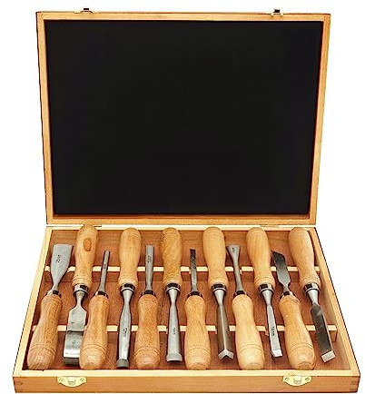 Aedlcal Wood Carving Tools - 12 PCS Wood Carving Knife with Wooden Box, Hand Carving Chisel Set Wood Engraving Tools for Carpenter Experts & Beginners DIY Woodworking Sculpting Whittling