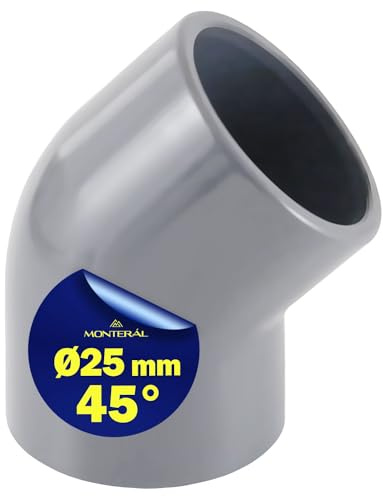 Rohrverbinder PVC U mit 45° Ø25mm die Klebemuffe zur Verbindung 2 Rohre | Garantie 10 Jahre - MONTERAL