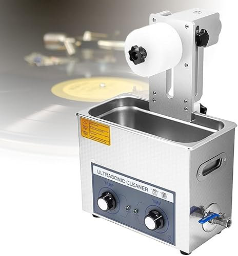 Commercial Ultrasonic Cleaner, 6L Ultrasonic Vinyl Record Cleaner, 4Pcs One Time, Auto-rotating Double-sided LP Cleaning, 0~30 min Timing, for Jewelry, Denture, Coins, Metal Parts