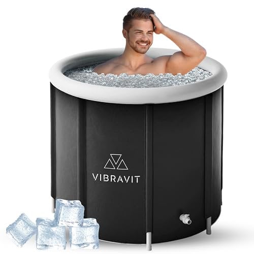 VIBRAVIT Aufblasbare Eisbadewanne & Cold Plunge – Tragbare Badewanne mit 5-lagiger Isolierung, einfach zu montieren, perfekt für Sportler – 230 l Fassungsvermögen, 73,7 x 76,2 cm