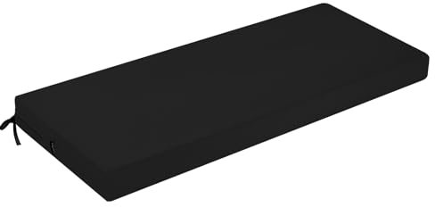 PRIMEPATIO Outdoor Bench Cushion, Patio Waterproof Long Bench Cushion, Patio Garden Furniture 2 Seater Chair Cushion Pad, Porch Swing with Ties, Window Seat Sofa Replacement Cushion, Black