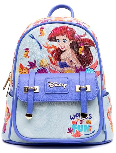 Wondapop Ariel Mini-Rucksack aus veganem Leder, Motiv: The Little Mermaid, Blau, Einheitsgröße, Modern