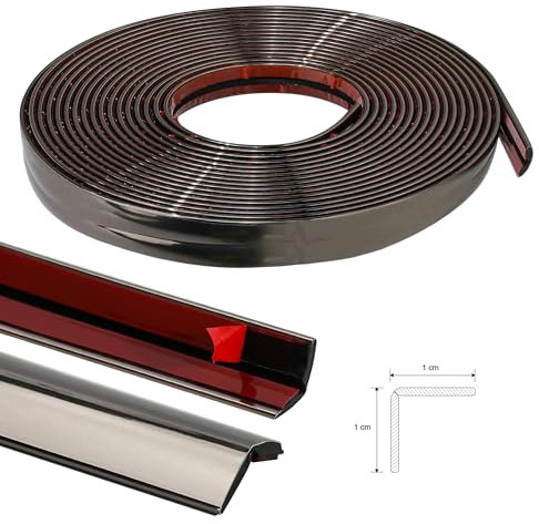 JSIWOTH Garniture autocollante de 6 m pour coins intérieurs et extérieurs et protection des bords, moulure adhésive flexible type cornière PVC, baguette d’angle pour mur, fenêtre, table