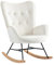 MEUBLE COSY Schaukelstuhl Sessel Schaukelsessel Stillstuhl Schwingstuhl mit Armlehnen Gepolsterter Sitzfläche für Wohnzimmer Schlafzimmer, Balkon, Samt und Holzkufen, Bis 120 kg Belastbar, Beige