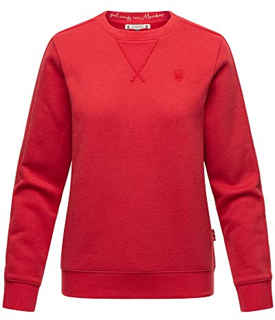 MARIKOO Damen Sweatshirt Pullover Longsleeve aus recyceltem Material Umikoo XS-XXL (DE/NL/SE/PL, Alphanumerisch, M, Regular, Regular, Rot)