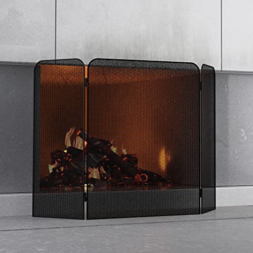Fire Beauty 3-teiliger Metall-Kaminschutz für Kamin, Funkenschutzgitter für Wohnzimmer, Heimdekoration (73,7 x 121,9 cm)