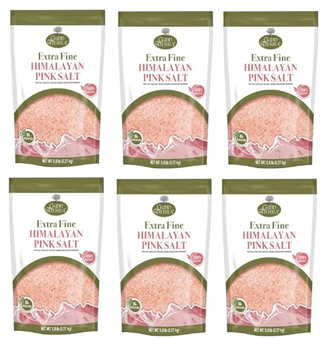 Good Tierra Sel rose de l'Himalaya dans un sac en PET – Grain extra fin – 2,3 kg (lot de 6)